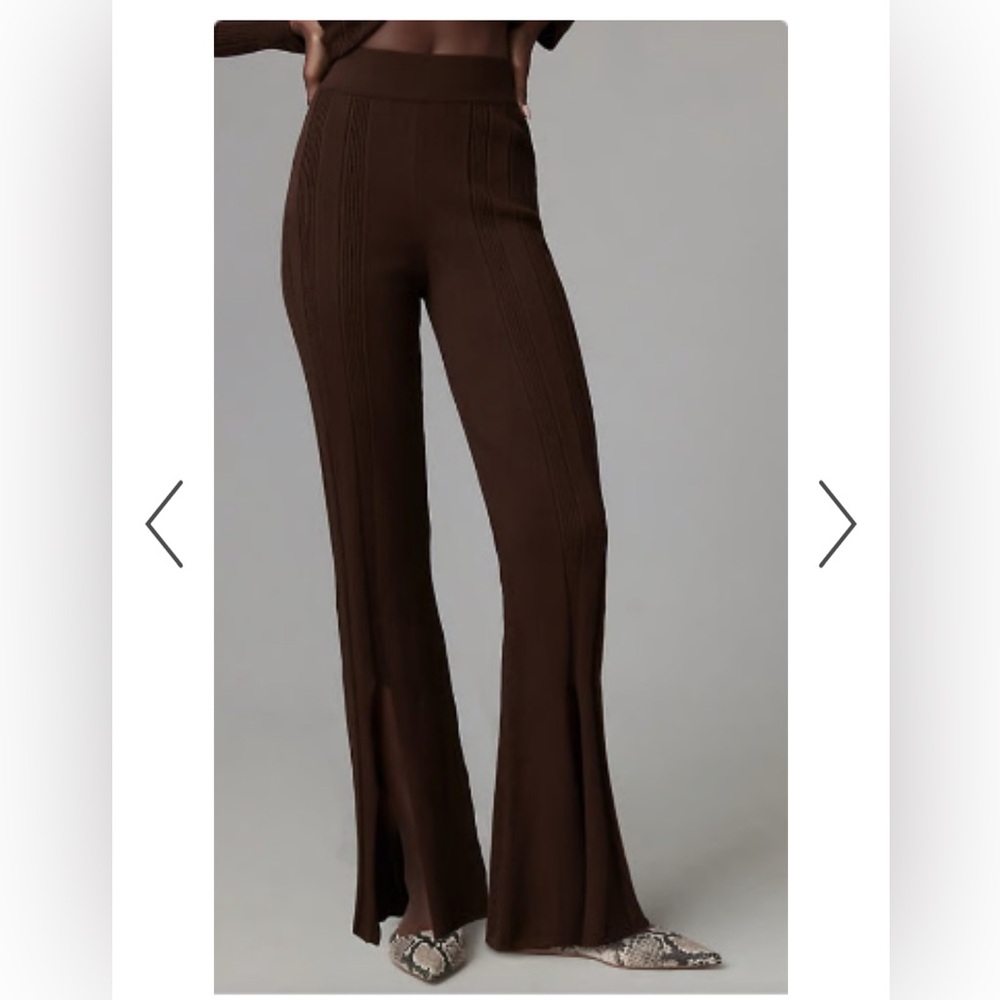 Anthropologie Daily Practice Brown Flare Sweater Pants | XL